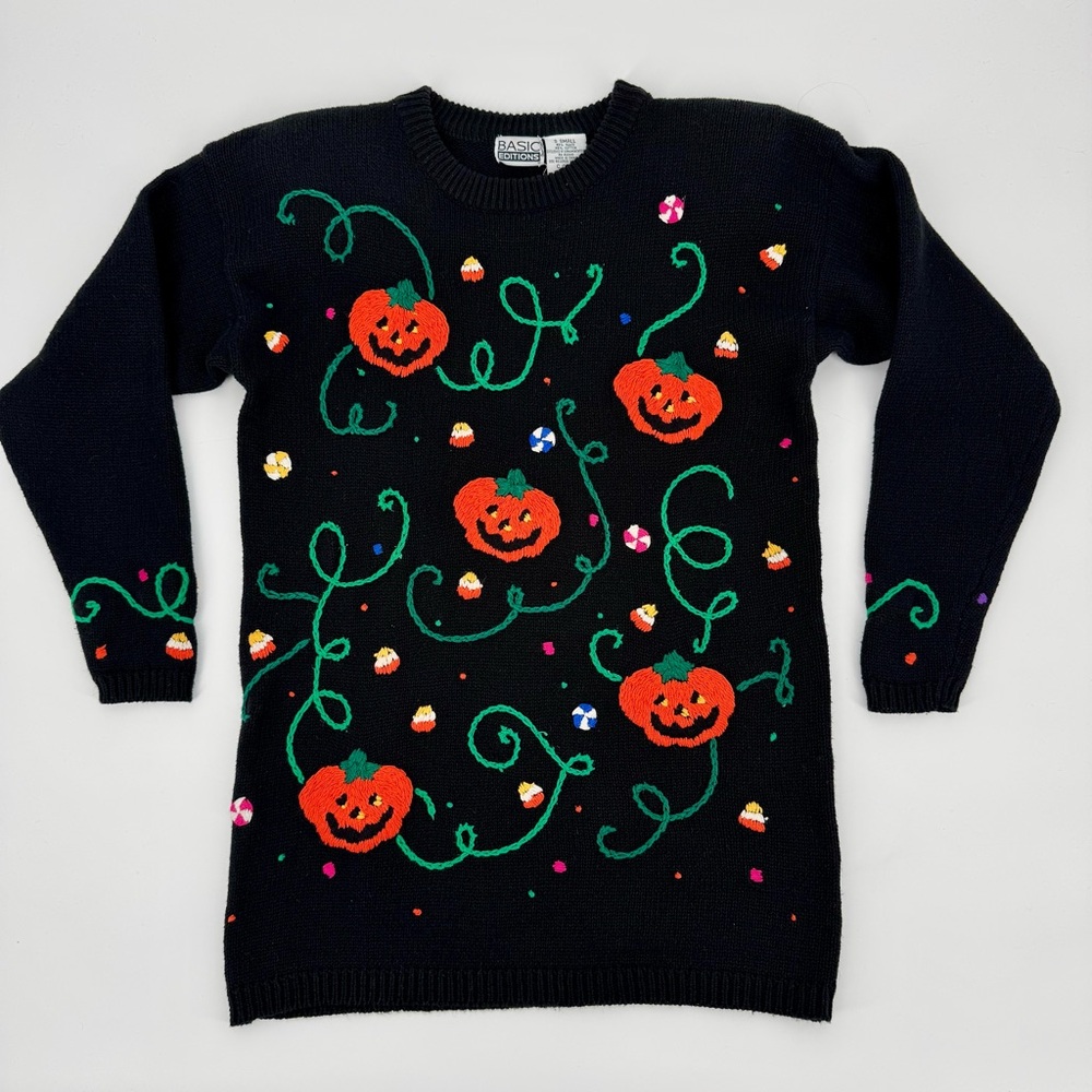 Basic Editions vintage Halloween pumpkin and candy sweater